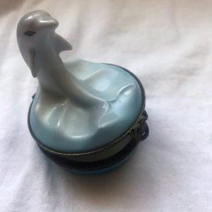 Limoge Dolphin Pillbox, jewerly, trinkets